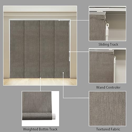 Miniatura 4 de LETAU Paneles deslizantes, persianas verticales para puertas correderas, ventanas grandes, espacios abiertos y divisores de habitación, 50% opaco,