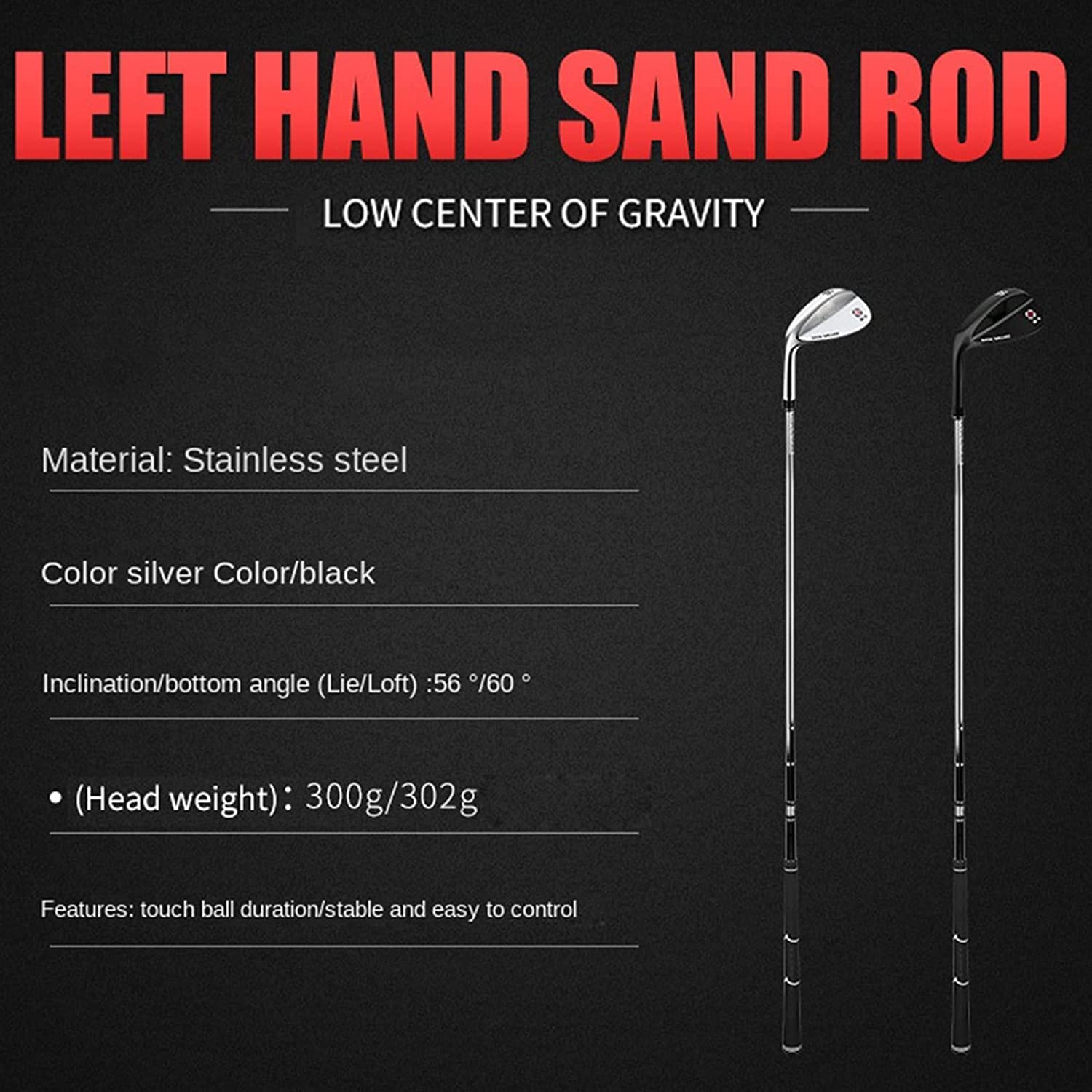 Cuña de Arena de Golf, Mano Izquierda del Palo de Golf, Textura de Varilla de fresado CNC de Acero Inoxidable de 56/60 Grados, Gran Regalo de Golf para Hombres y Mujeres