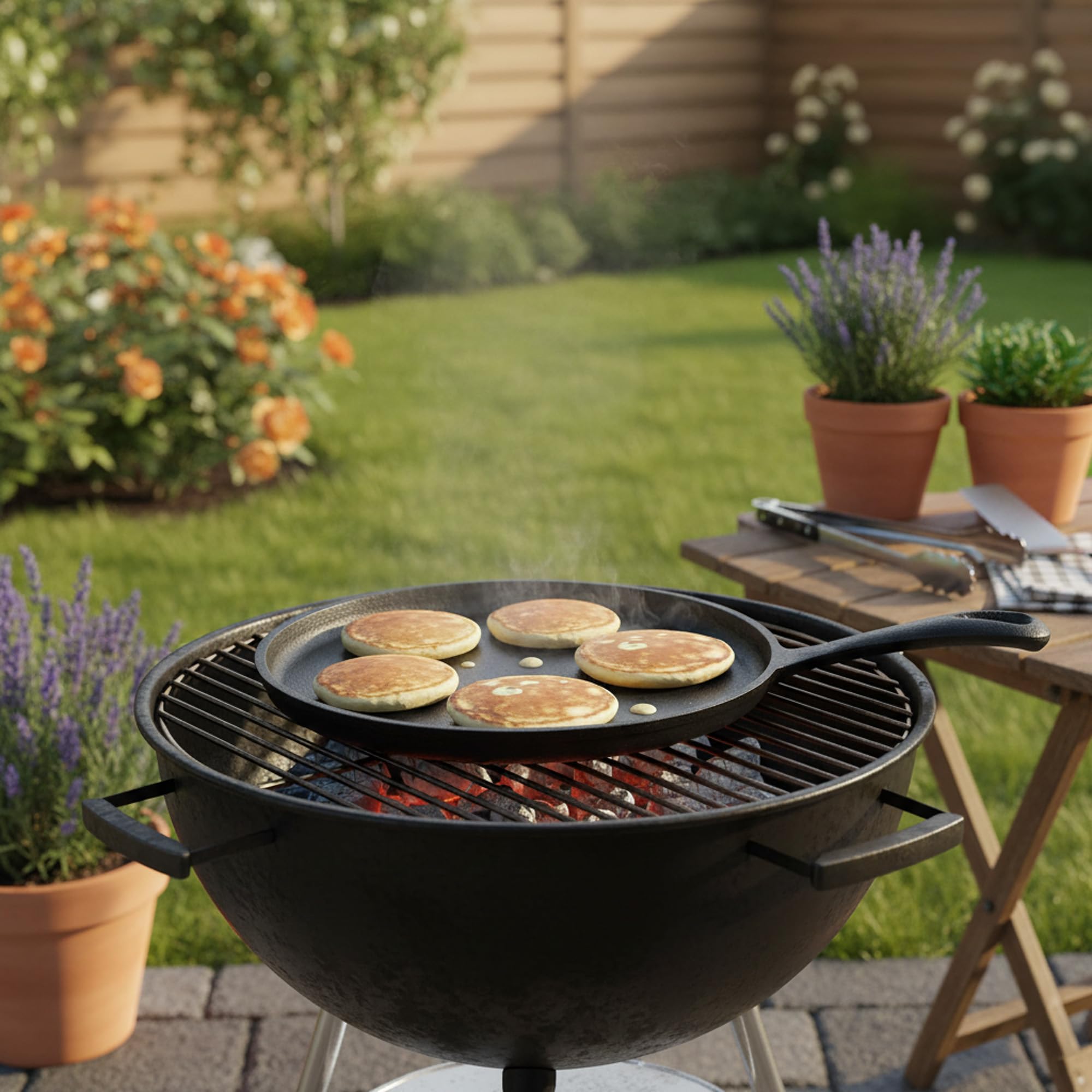 BBQ-Toro Gietijzeren pannenkoekenpan, diameter 19 cm, rond, gietijzeren grillpan, al ingebrand, preseasoned, pannenkoekenpan, pannenkoekenpan, palaathampan, eierpan, tortilla