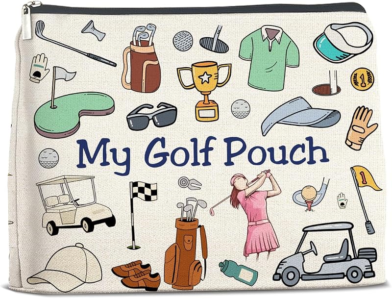 Necessaire de maquiagem LyoGao com estampa de golfe e zíper