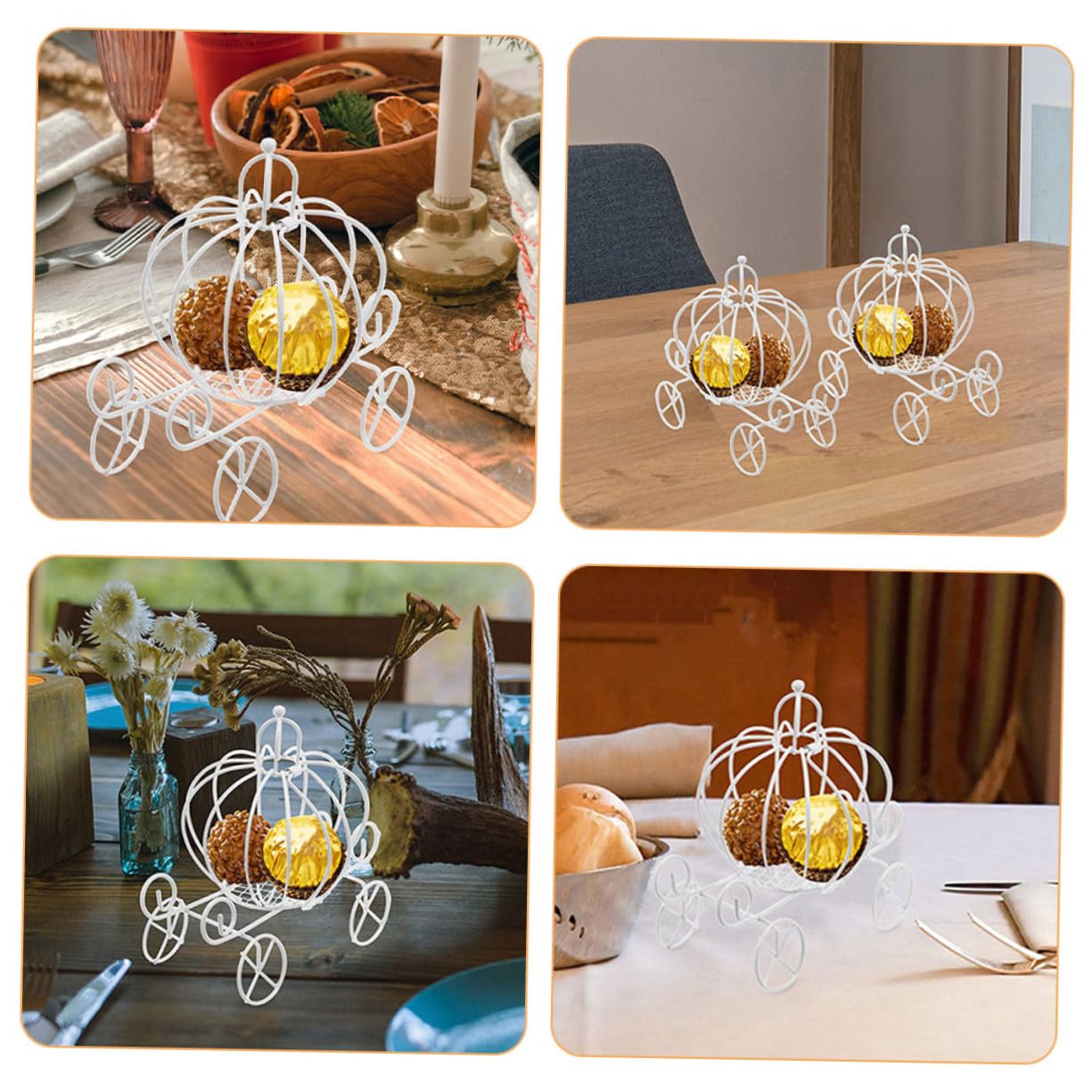 STOBAZA 10stücke Hochzeitsbonbonbox aus Weißem Eisen im Kürbiskutschen-design Süßigkeitenbox für Party-dekoration Leere Pralinenschachtel als Gastgeschenkbehälter Dekorative Bonbonbox