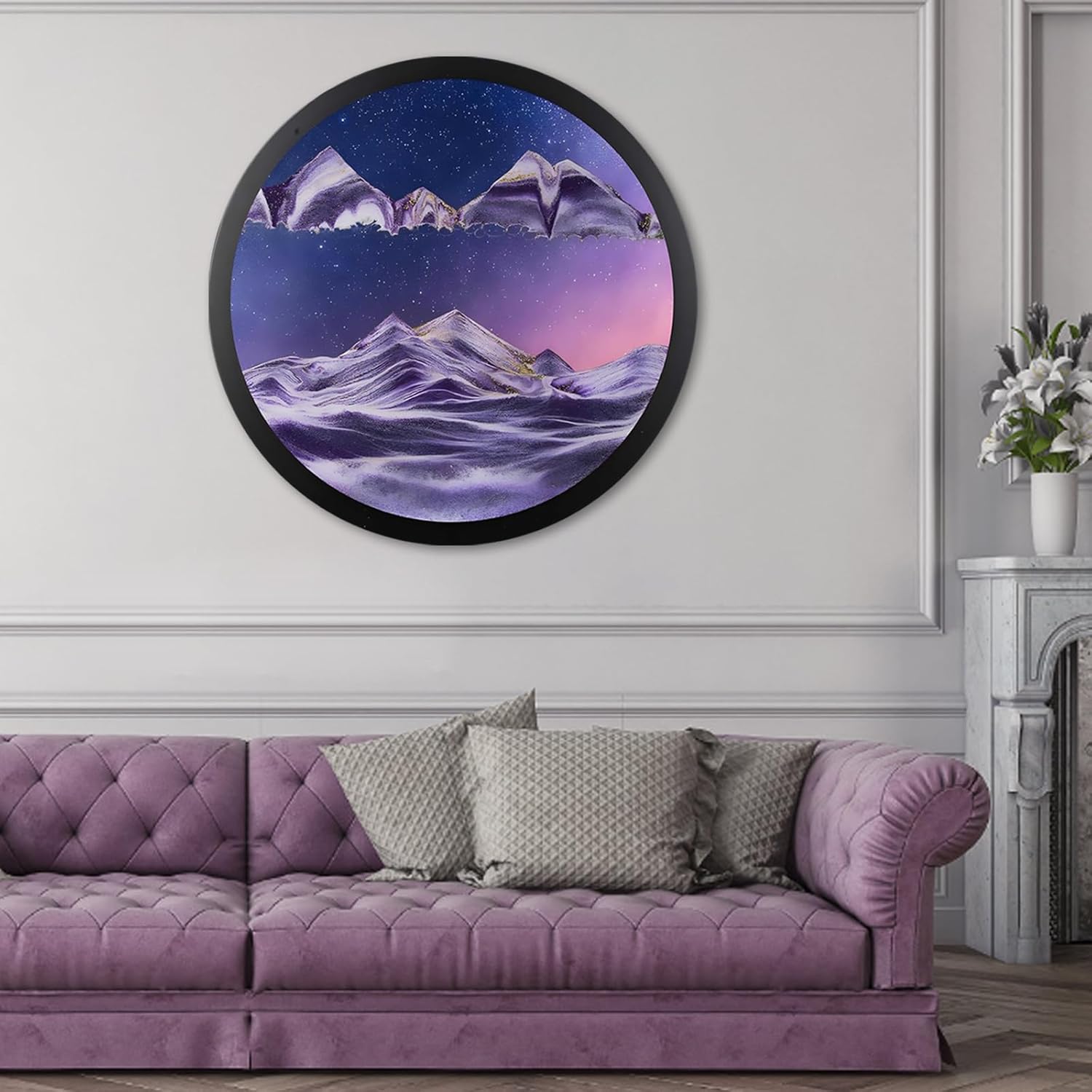 JYBBGO Moving Sand Art Picture, Sand Art Liquid Motion, 360° Rotate Wall Mounted Sand Art Maker Relaxing Mood Peaceful Wall Art Home Office Work Decor