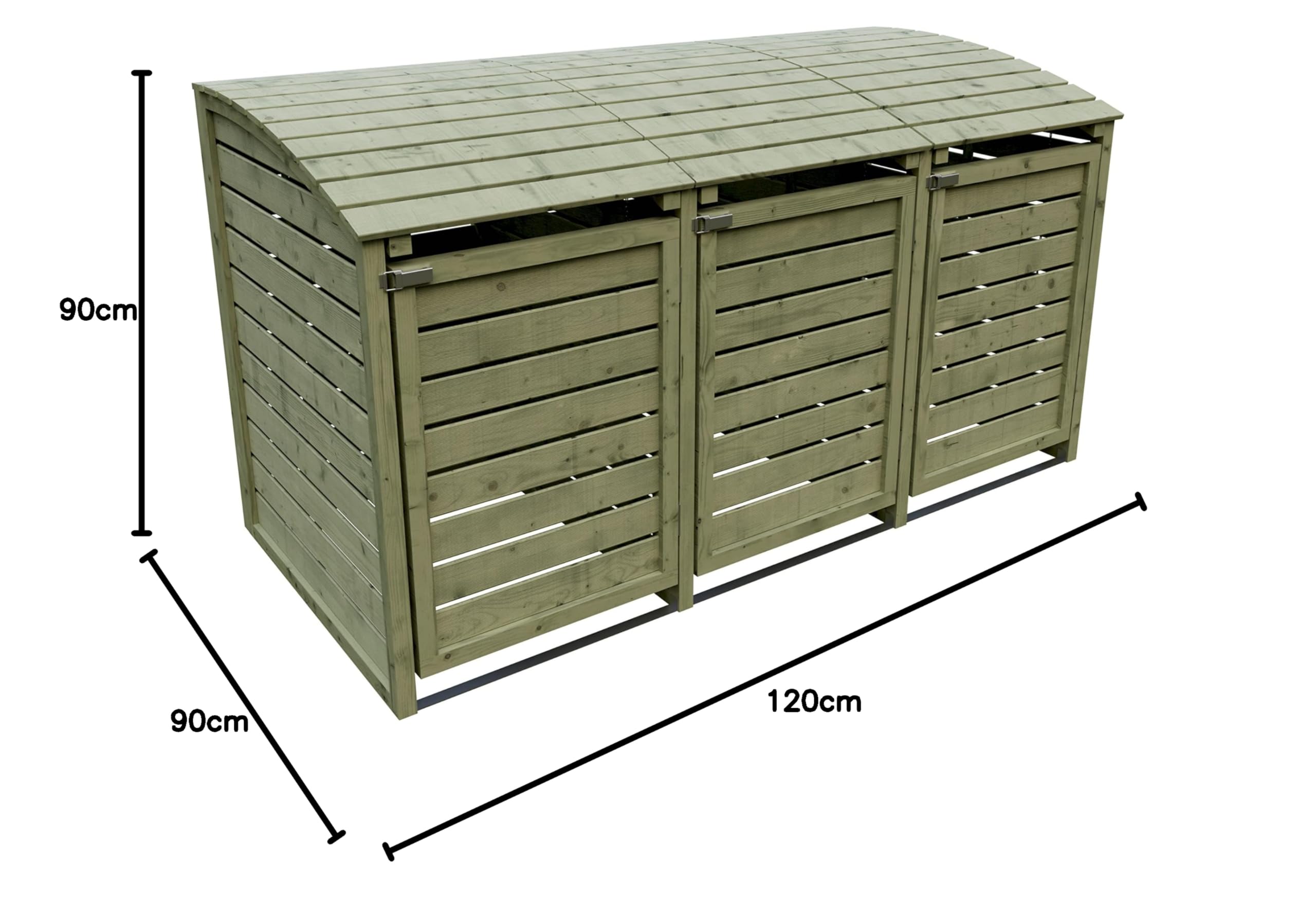 TETZNER & JENTZSCH HENRI-Mülltonnenbox 3er mit Rückwand & Klappdach I Mülltonnenverkleidung aus Kiefernholz für 3 Mülltonnen oder gelbe Säcke I Outdoor Mülltonnenbox aus Holz mit Montageanleitung