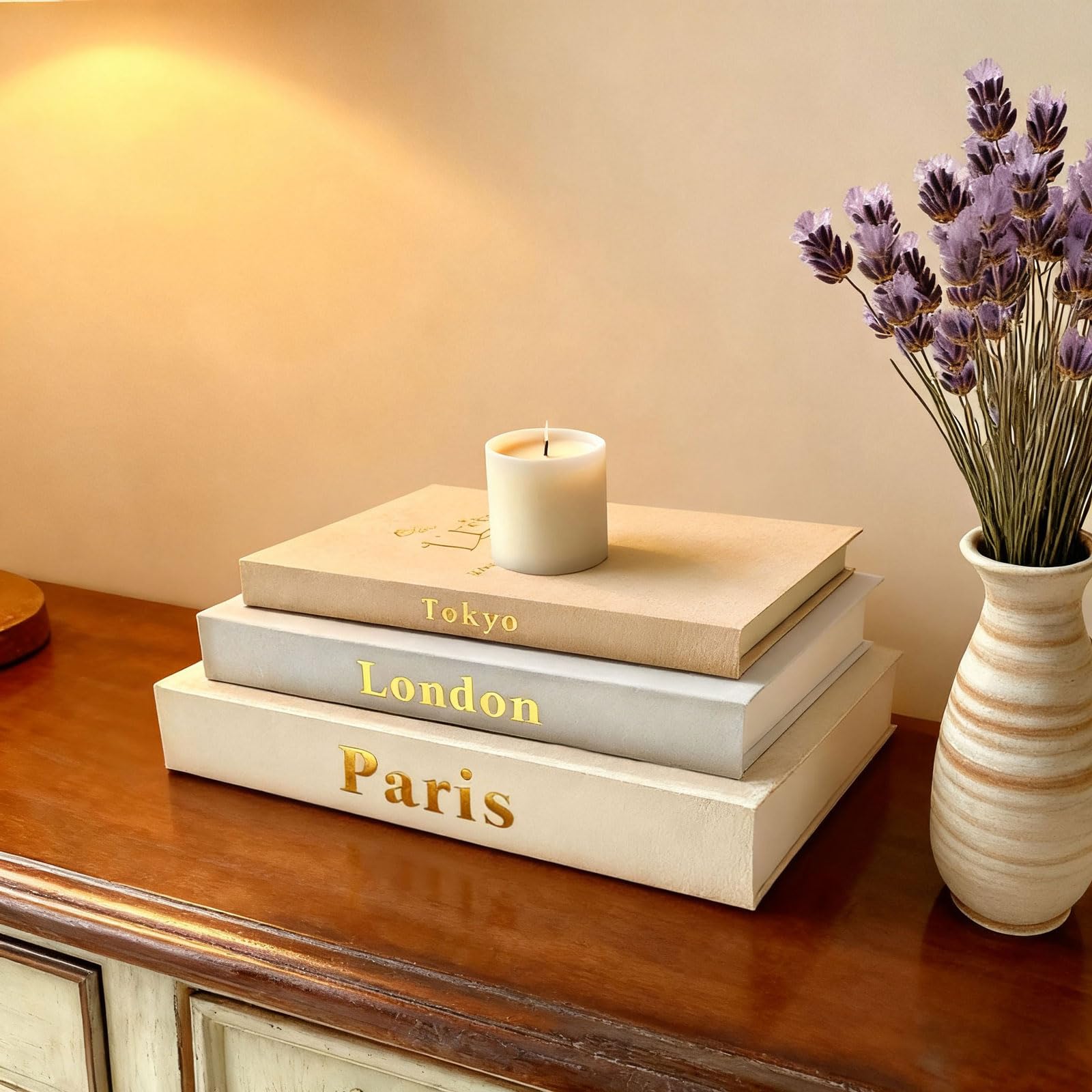 Decorative books for home Decor,A set of 3 linen boxes, stacked coffee table book decor aesthetic,such as entryway table, bookshelves,living room,