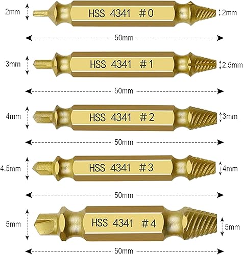 Miniatura 2 de EOSRAY Juego de extractor de tornillos dañados de titanio HSS 4341, juego de extractor de tornillos pelados, herramientas manuales, regalos para
