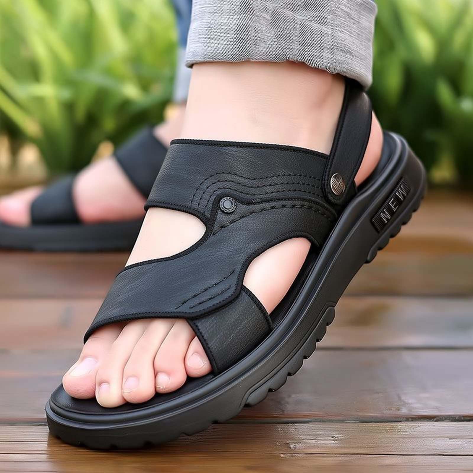 Sandalias Playa Hombre Suela de Goma Malla Transpirable con Bandas Ajustables Senderismo Casual Chanclas Piscina Amortiguado Zapas Calzado Sandalia Antideslizante Comodo para Exterior Verano