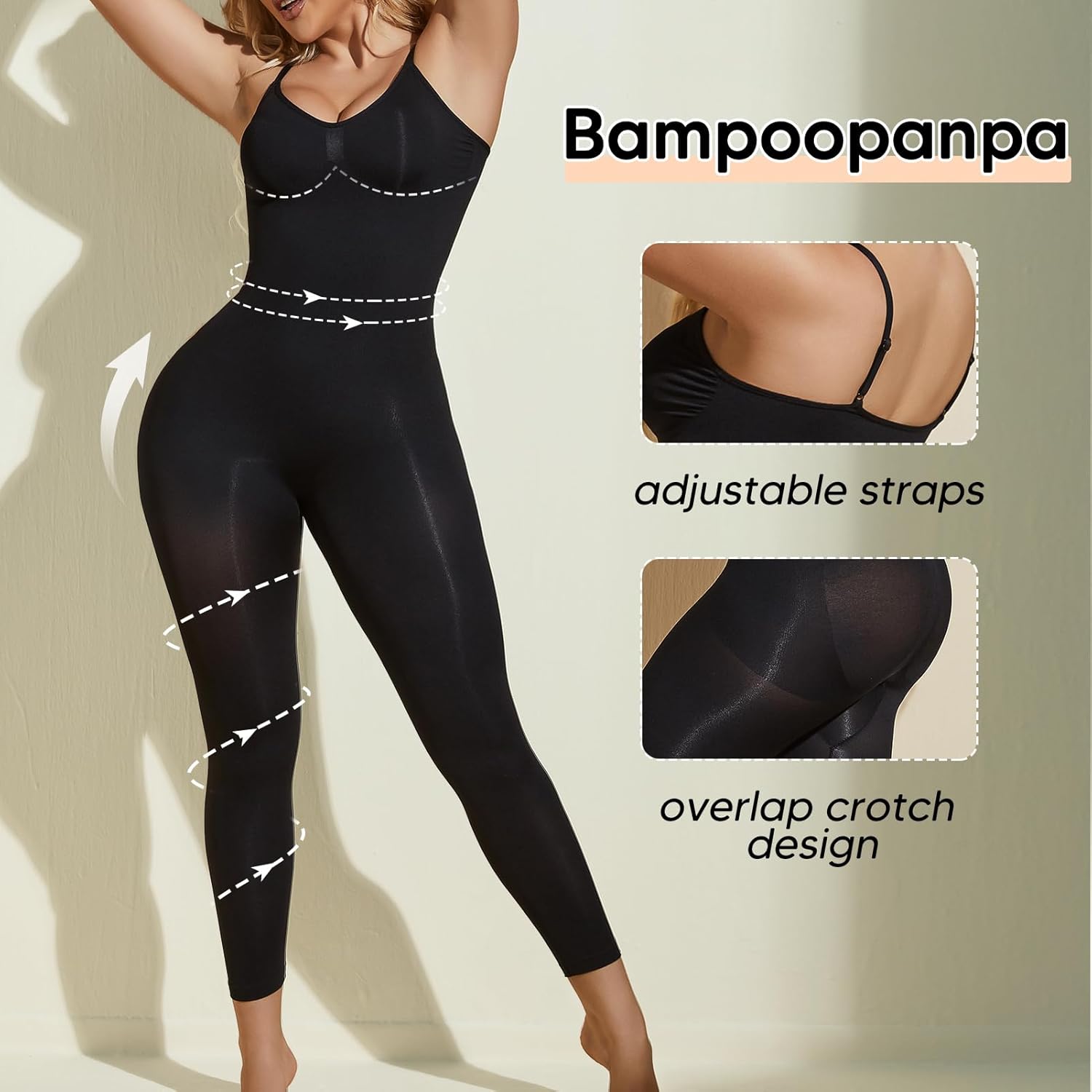 Unitard Jumpsuits for Women Tummy Control Capri Bodysuits Cropped Yoga Body Suit Compression Jumpsuits - Image 3