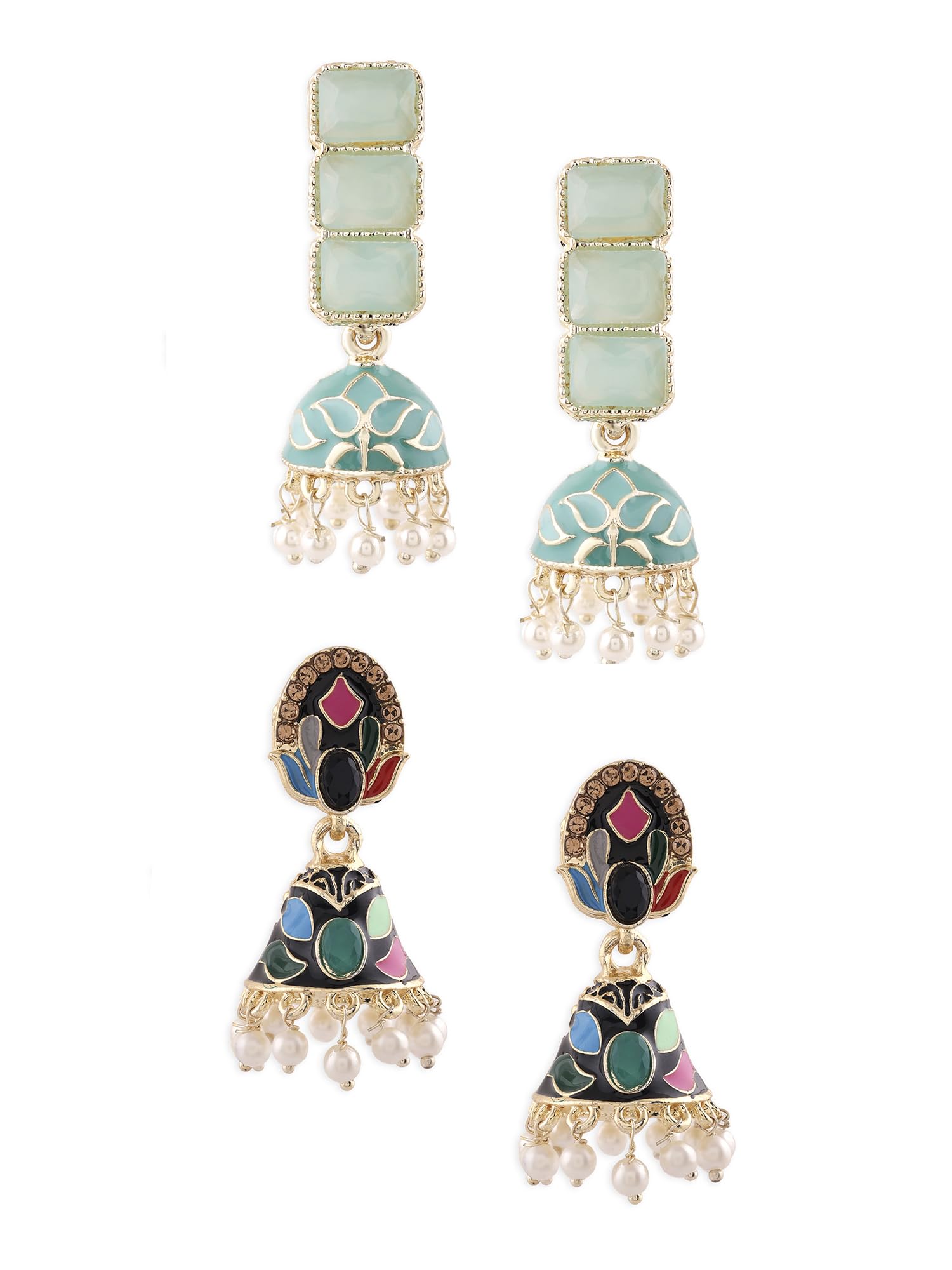 See full amazon price history chart for Zaveri Pearls Set Of 2 Multi-Colour Enamel Beads & Kundan Traditional Jhumki Earring For Women-ZPFK16856 Zaveri Pearls Set Of 2 Multi-Colour Enamel Beads & Kundan Traditional Jhumki Earring For Women-ZPFK16856 (B0CLJL433K) Amazon Price History, Amazon Price Tracker