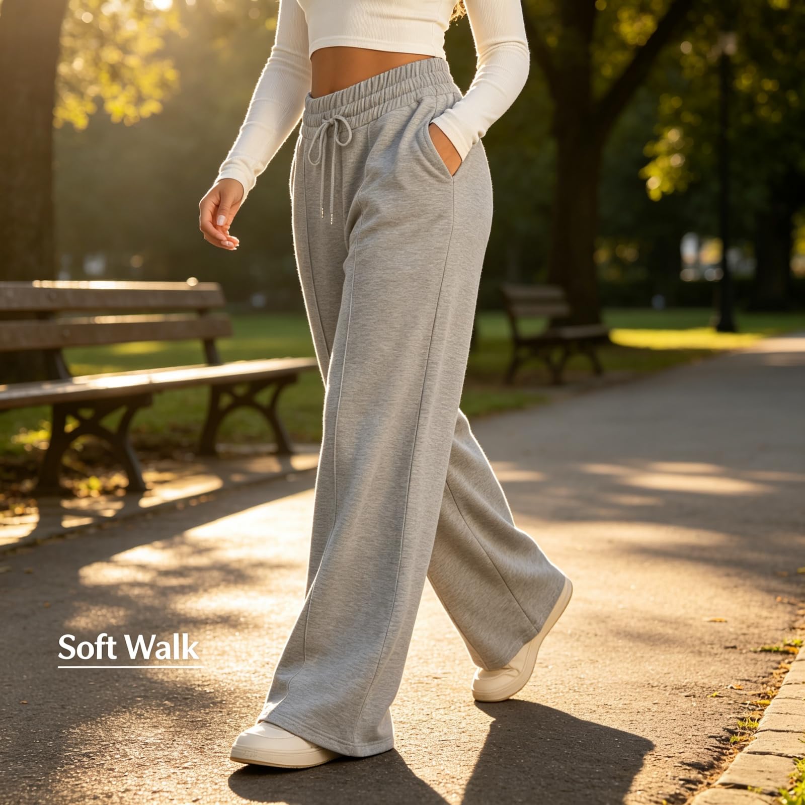 Pantaloni da donna a gamba larga Flowy Palazzo coulisse elastico in vita | Pantaloni a palazzo larghi a vita alta, comodi casual streetwear lounge pantaloni classici da trekking