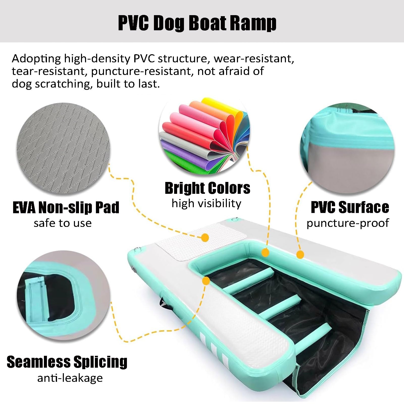 Plataforma de EVA para Perros - Rampa Flotante Inflable Antideslizante para Agua: Piscinas, Playas, Lagos y Pontones, para Perros de 60 kg, 150x100x10 cm