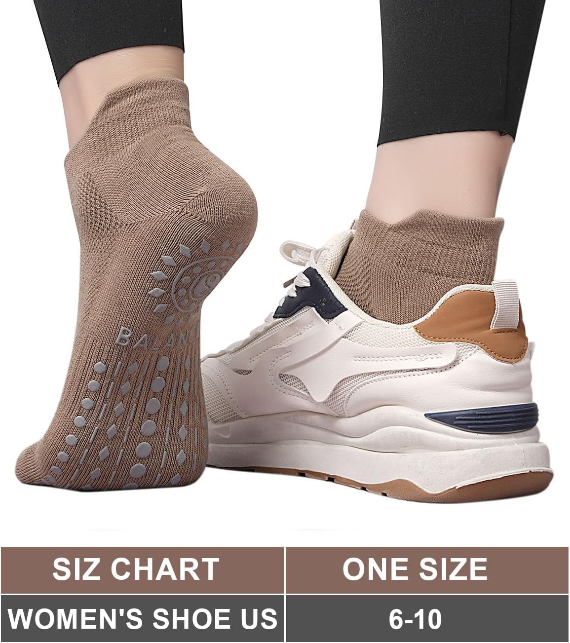 Toes Home Pilates Socks for Women, Cushioned Grip Yoga Socks, Barre Socks | Ankle Grippy Socks Women, Non Slip Socks for Hospital, Barefoot Workout Socks, Sticky Home Socks, Gifts for Women, 4/2 Pairs