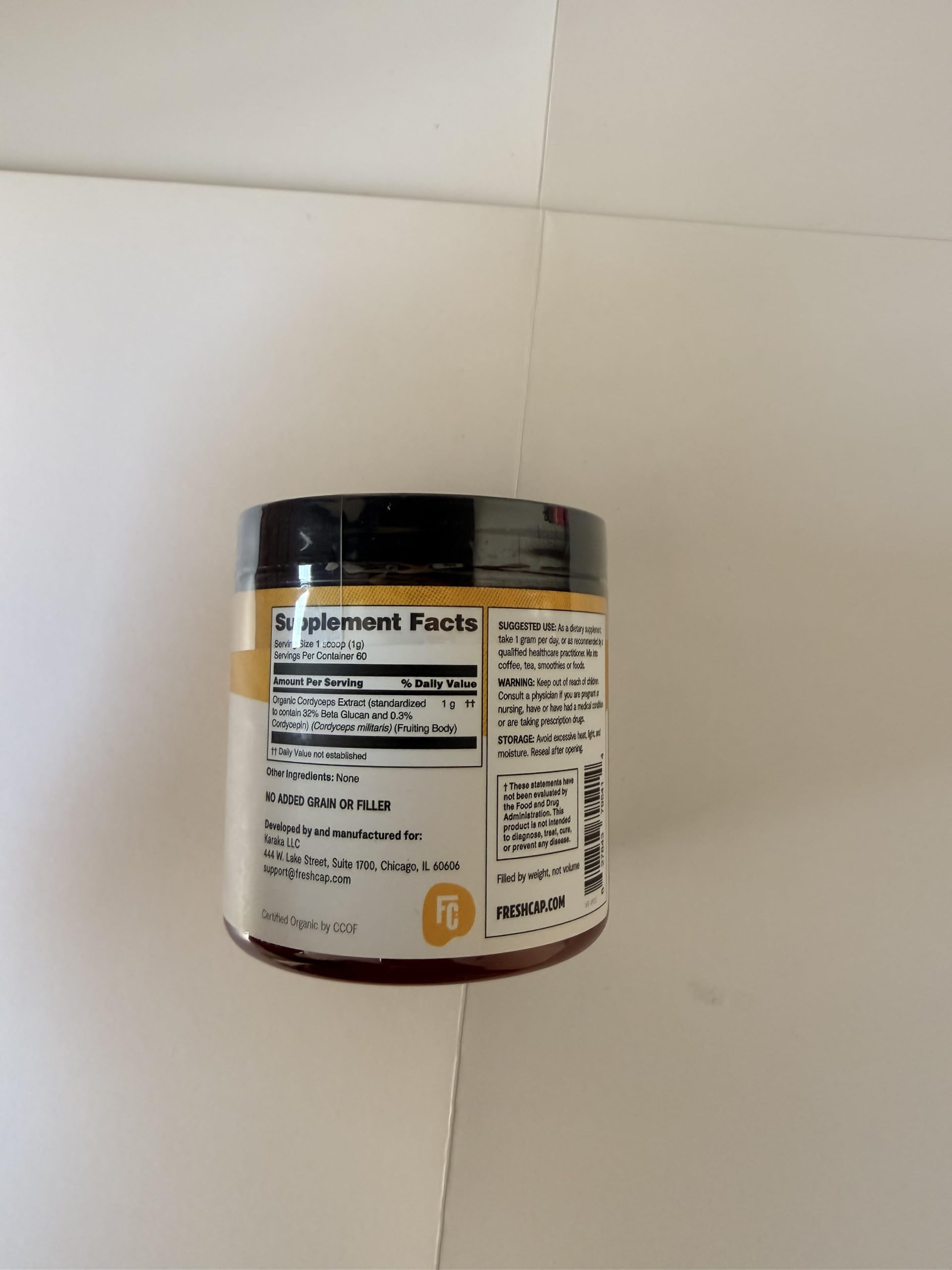 FreshCap Cordyceps Mushroom Powder, USDA Organic, 60 Servings — Amazon image 8