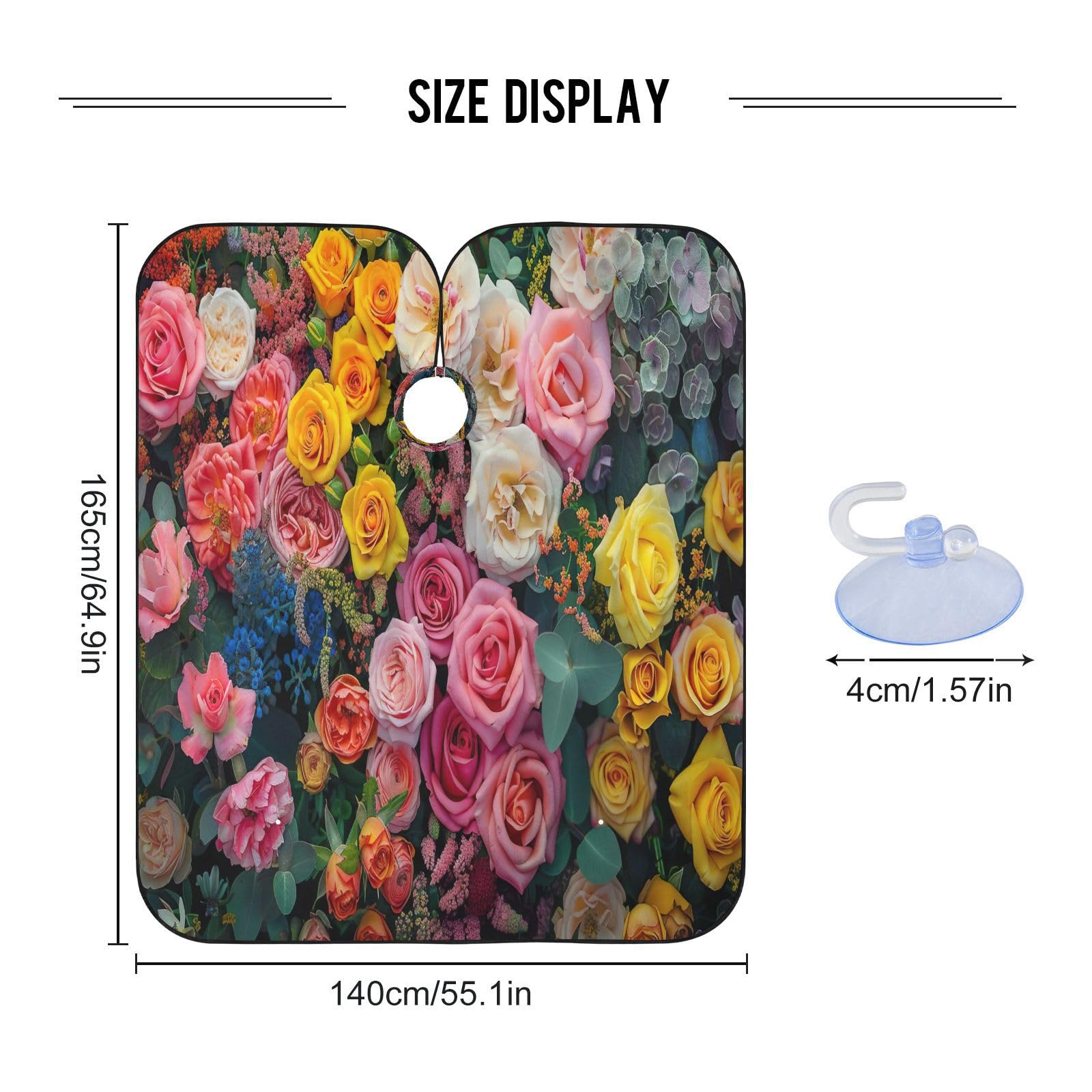 WELLDAY Hair Cutting Cape for Men, Rainbow Roses Pattern Barber Cape Adjustable Neck Size Professional Salon Cape