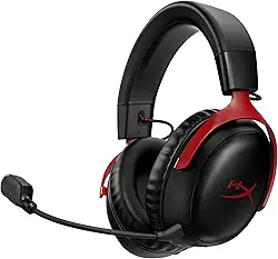 Headset Wireless HyperX Cloud III - Gamer para PC, PS5, PS4, Bateria de até 120h, 2,4 GHz, Drivers 53mm, Espuma Viscoelástica, Estrutura Durável, Microfone 10mm, Vermelho e Preto (77Z46AA)
