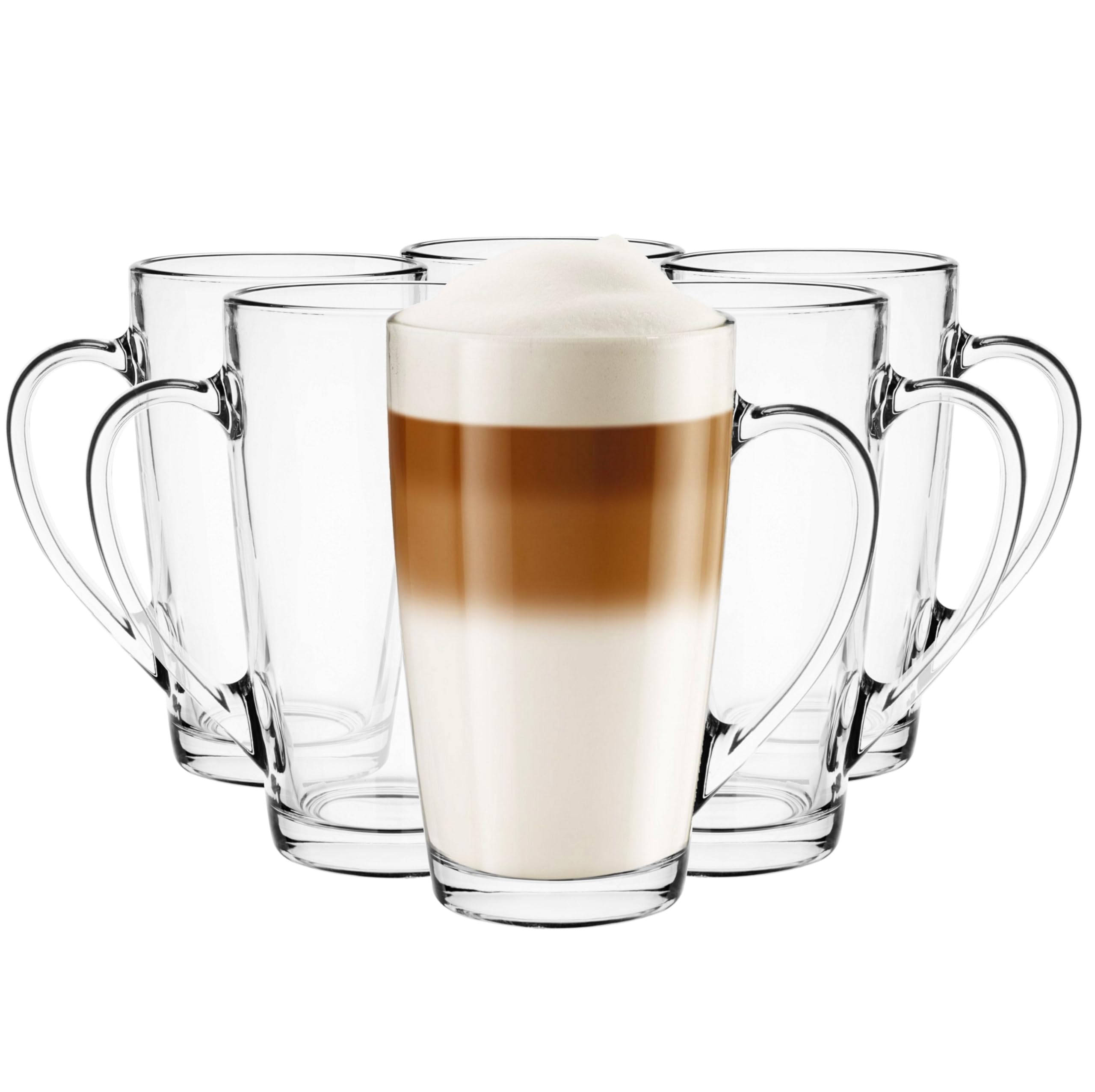 Glasmark Krosno Latte Macchiato Glasses Cappuccino Set of 6 Tea Glasses with Handle Dessert Glasses Water Glasses Coffee Glasses Mulled Wine Glasses Iced Coffee Mulled Wine Cups Grog Glasses 6 x 400