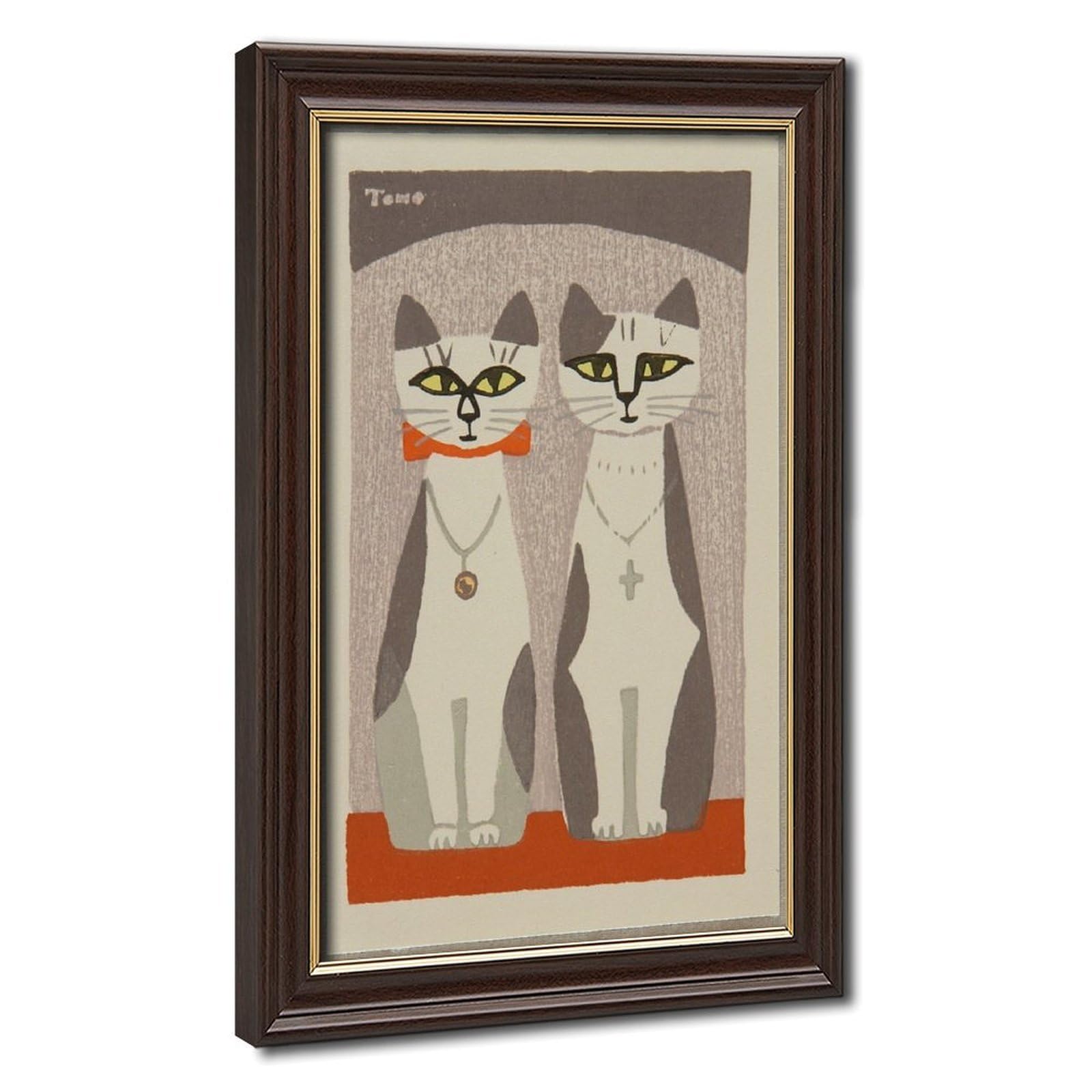 Impression sur toile Two Cats par Inagaki, tableau chat pour salon - 8