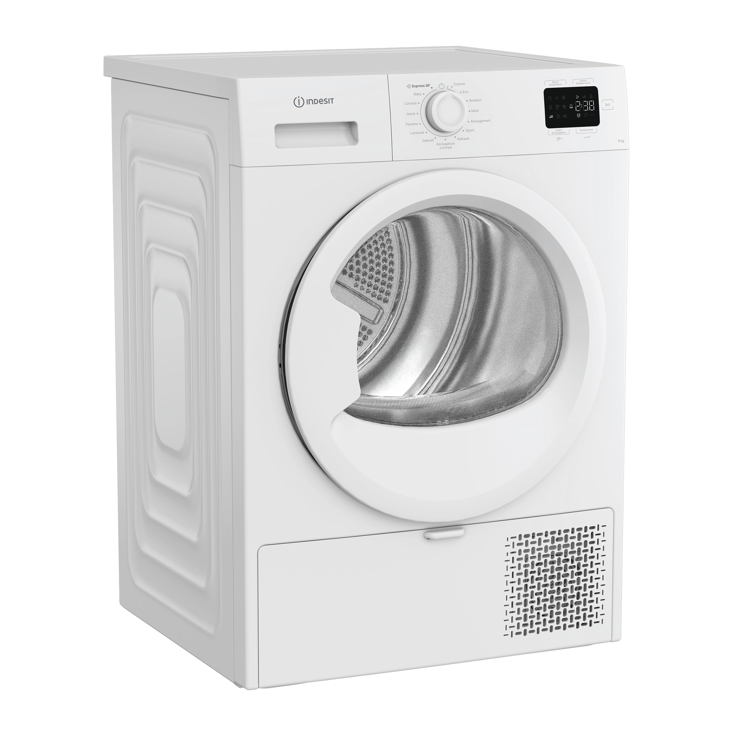 Indesit C YD 92D WW IT Sèche-linge 9 kg à pompe à chaleur, installation libre, classe E, filtre 2 en 1, cycle rapide, coton écologique, refresh. 84,6 x 59,8 x 60,7 cm