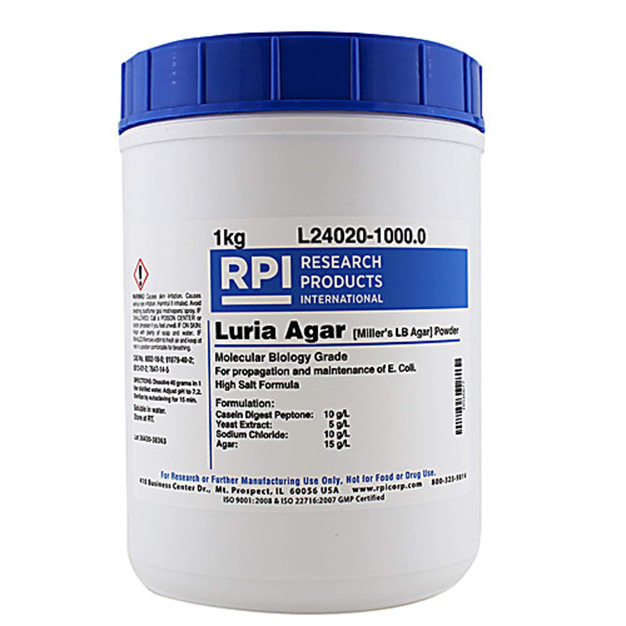 RPI L24020-2000.0 Miller's LB Agar, High Salt, 2kg