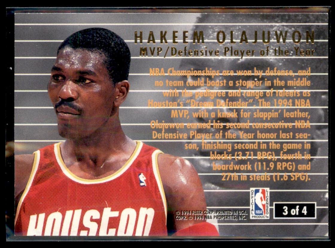 rare hakeem olajuwon cards Amazon.com: Hakeem Olajuwon Card #3 1994-95 Fleer Ultra NBA Award Winner :  Collectibles & Fine Art