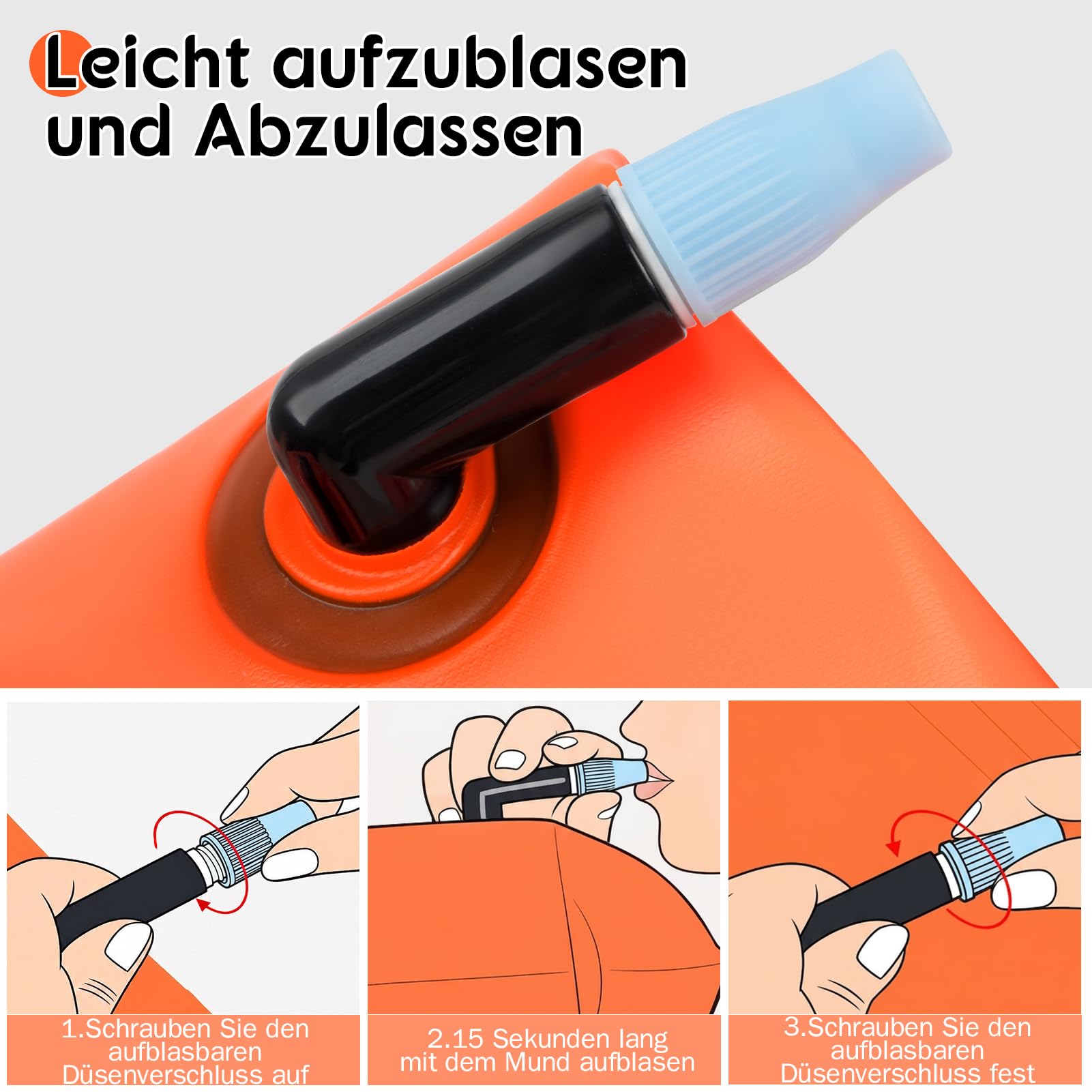 Kiiwah 20L Freiwasser Schwimmen Boje für Erwachsene und Kinder, Aufblasbare Schwimmboje mit Trockentasche Boje für Schwimmer PVC Dry Bag Hohe Sichtbarkeit Schwimm Bojen für Open Water und Triathlon