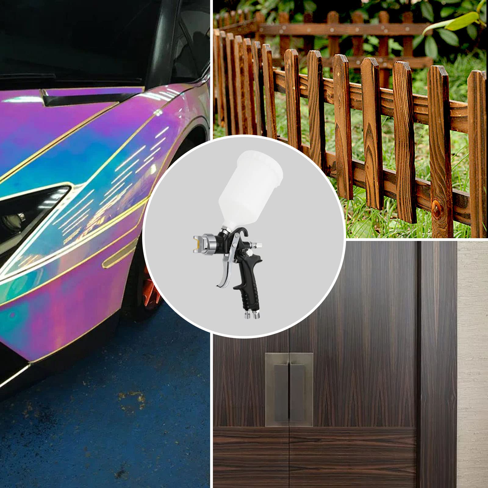 Pneumatische Lackierpistole Doppeldüse - Professionelle Spritzpistole Mit Farbbecher