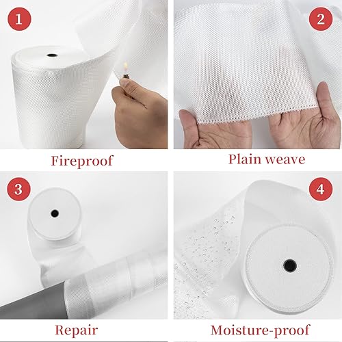 Miniatura 4 de NEZUIBAN Cinta de tela de fibra de vidrio 6 onzas tela de fibra de vidrio de tejido liso E para techos barcos reparación y refuerzo marino