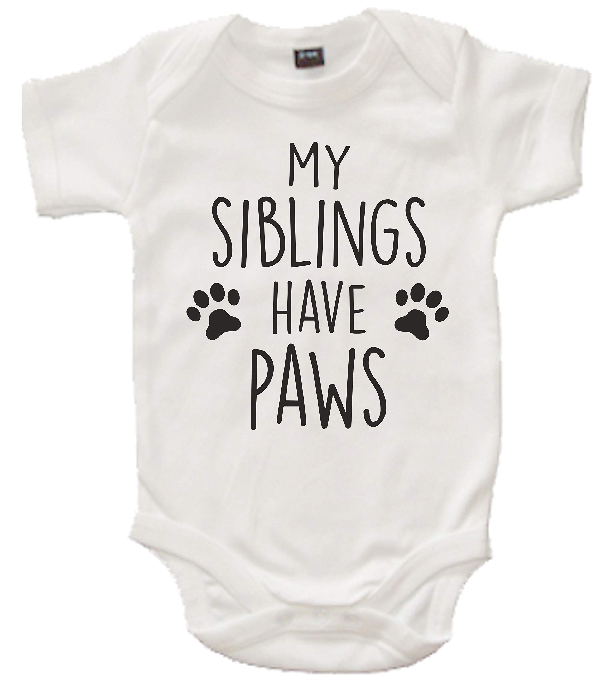 Edward Sinclair | 3-6 Months | My Siblings Have Paws | White Bodysuit | Black Print