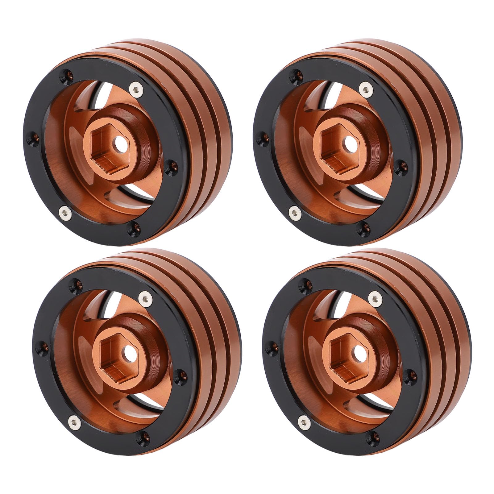 4 szt. Piasta koła ze stopu aluminium CNC, 1,9-calowy wytrzymały zamiennik do samochodu gąsienicowego RC SCX10 w skali 1/10 Trwała, wytrzymała, ścierna, obciążona konstrukcja (Copper)