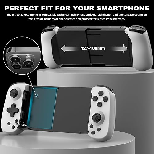 Miniatura 6 de arVin Mobile Game Controller for iPhoneiPadAndroidSamsungTabletPCSwitchPS3PS4, Wireless Gamepad Joystick with Turbo6-axis GyroVibration, Play Xbox