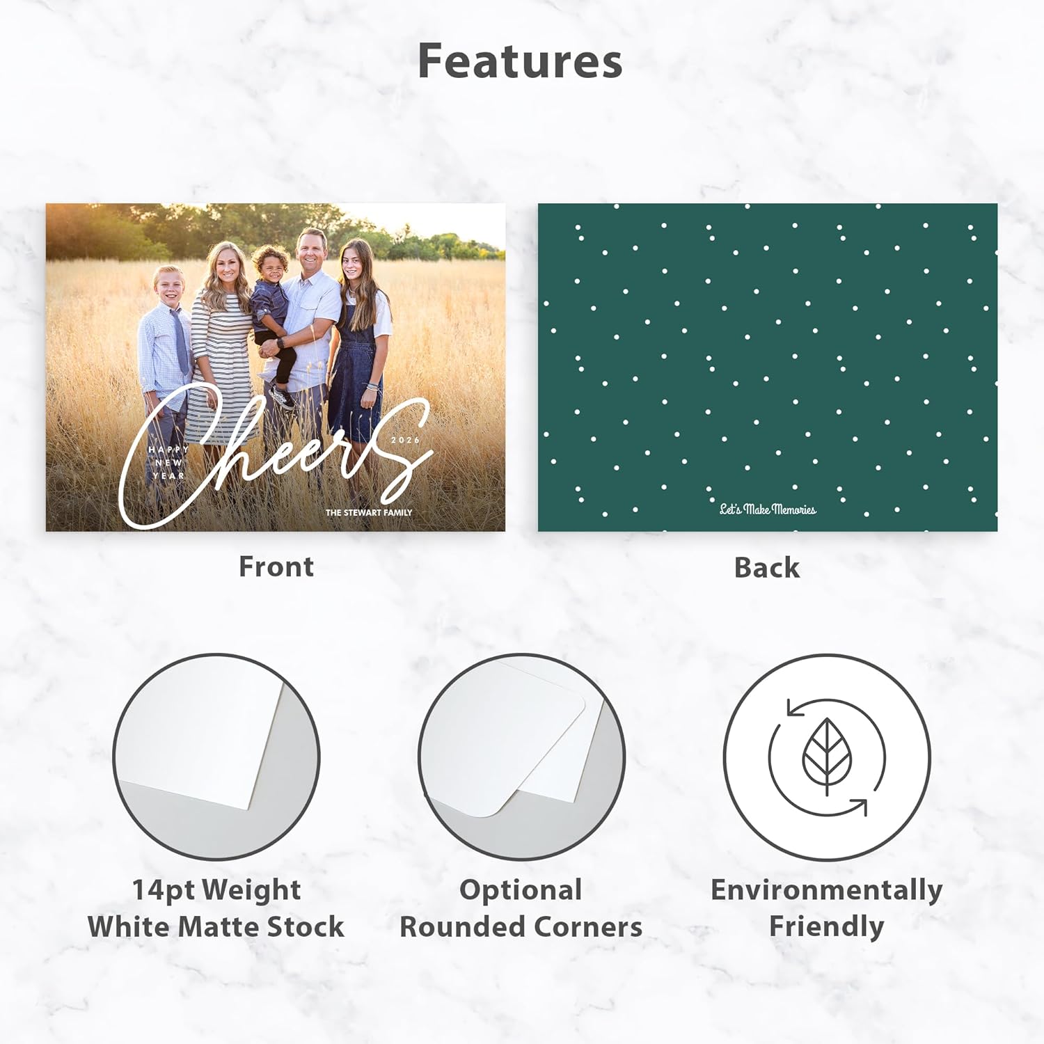 Let's Make Memories Personalized Photo Christmas Cards with Envelopes - Premium Quality - 5x7-2025 Holiday Cards & White Envelopes - Modern Tidings - 250 ct