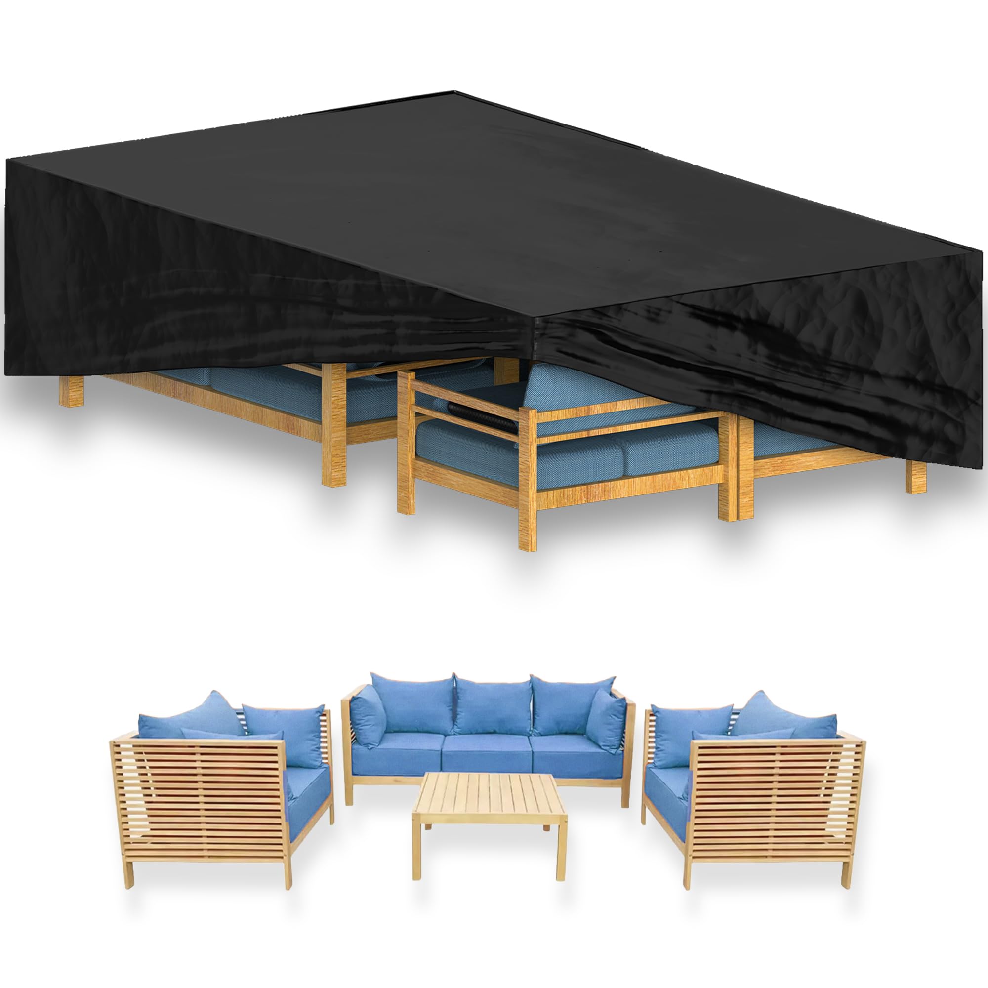 Waterproof Garden Furniture Covers 120 x 46 CM | Outdoor Furniture Cover | Patio Furniture Cover for Tables, Chairs & Sofas | Wind Resistant, UV Resistant, Waterproof | Use In All Weather