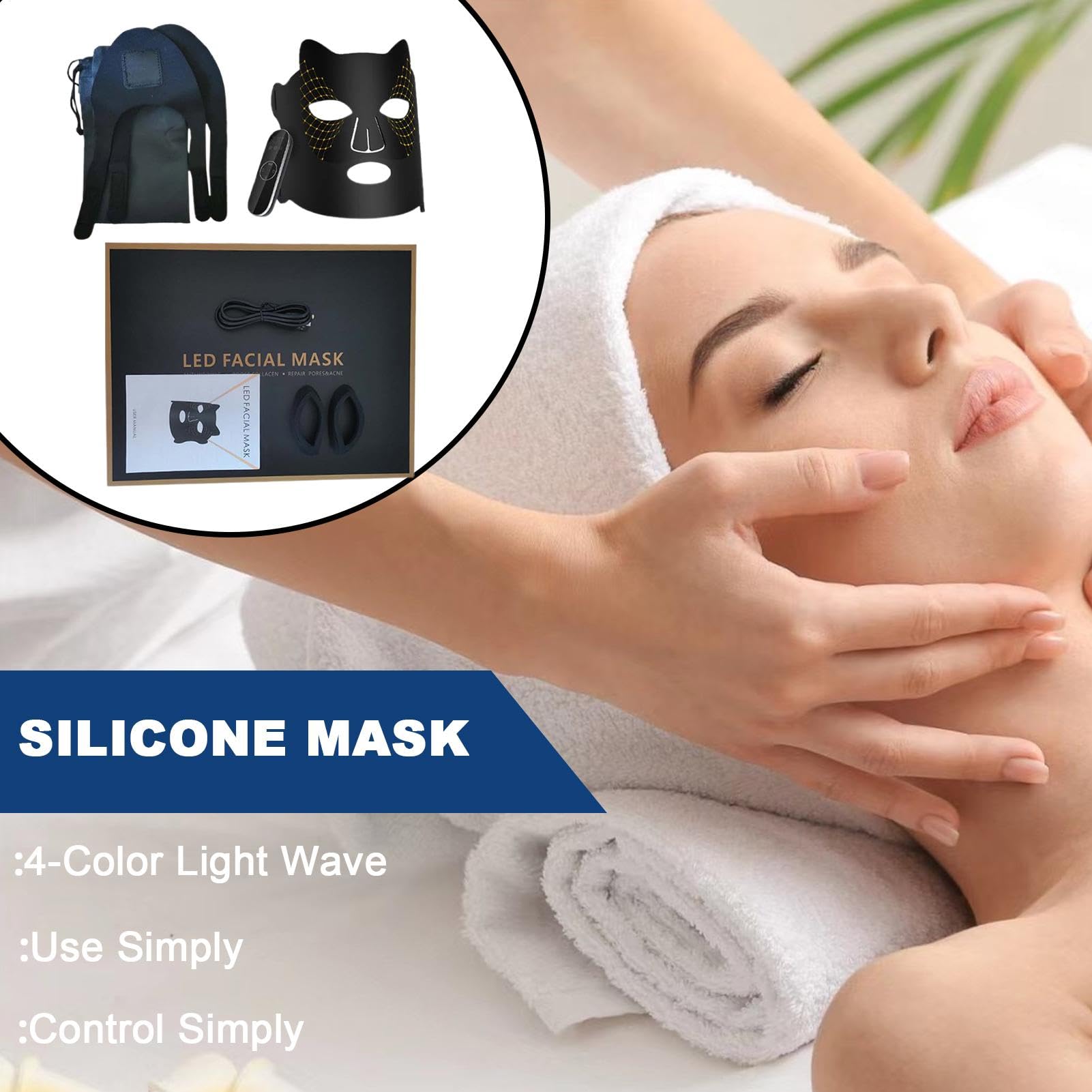 Cuidado de la luz LED de belleza, cubierta facial con luz LED Cuidado de la