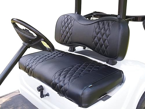 Vista 16 de Huskey - 4 fundas de asiento delantero para carrito de golf EZGO Medalist/TXT 94-13, costuras de diamante negro de dos tonos personalizados