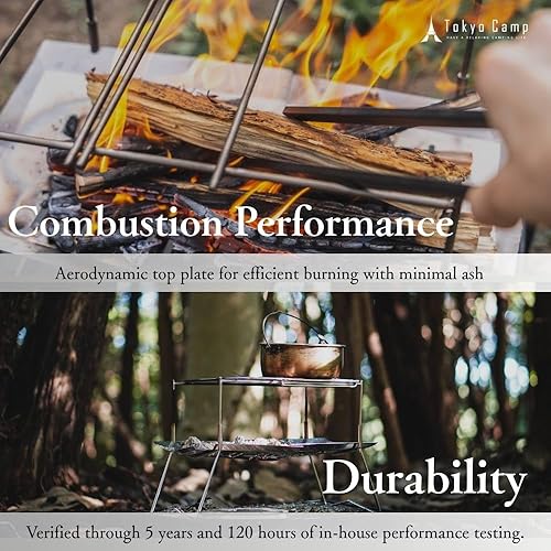 Miniatura 3 de TokyoCamp - Soporte de hoguera plegable, compacto, ligero, camping, hoguera