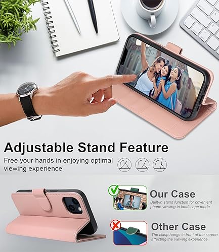 Miniatura 4 de Funda tipo cartera para iPhone 13iPhone 14 con tarjetero funda de cuero de alta calidad bloqueo RFID carcasa interior de TPU a prueba de impactos