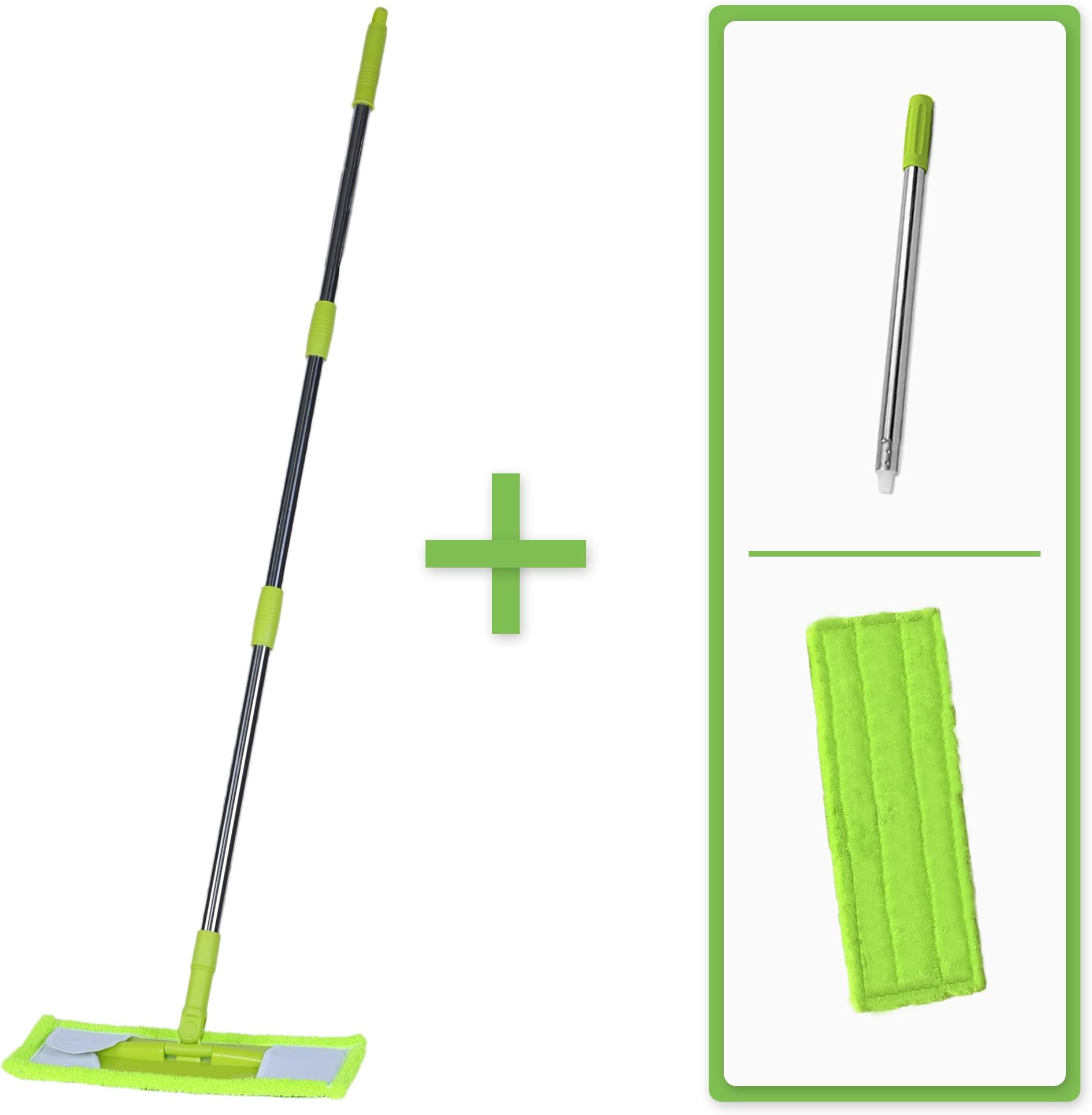 Microfiber Mop Master with 2 Microfiber Mop Cloths | Washable, Reusable | Wet or Dry Cleaning Kitchen, Bathroom, Hardwood Floors
