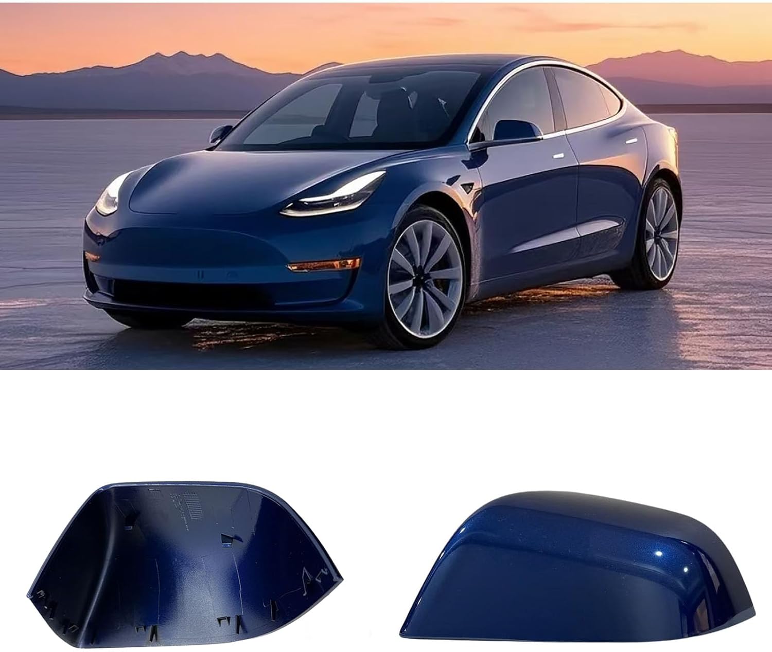 Compatible with Tesla Model 3 Side Mirror Cover Replacement 2017 2018 2019 2020 2021 2022 2023 2024 2025, Left Driver Side Rearview Mirror Cover Cap for Model 3 Accessories(Blue)