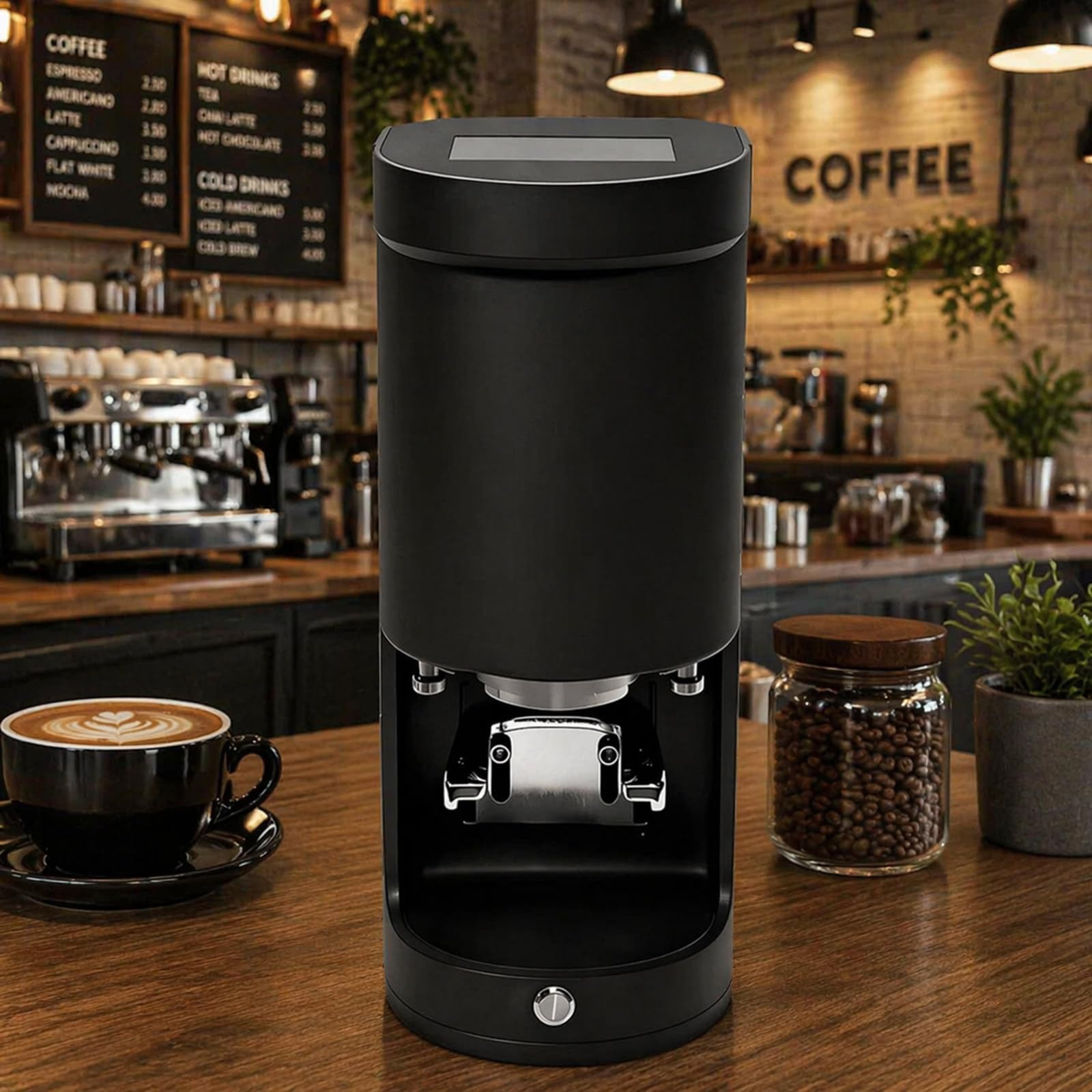 Prensador automático de espresso, 58 mm, presión de 5-30 kg, 1-3 ciclos de apisonamiento, control de pantalla táctil, perfecto para flujo de trabajo de café ocupado
