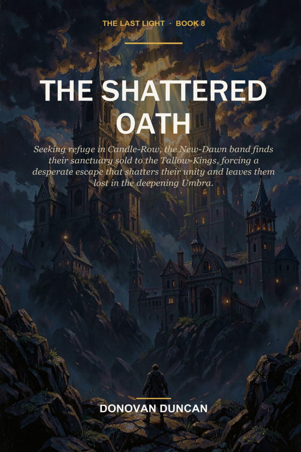 The Shattered Oath: Seeking refuge in Candle-Row, the New-Dawn band finds their sanctuary sold to the Tallow-Kings, forcing a desperate escape that shatters their unity (The Last Light)