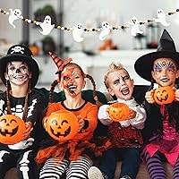 Vista 25 de Gistome Halloween Hanging Decorations Indoor - Felt Bat Wooden Beads Garland