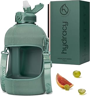 Water Bottle with Time Marker -Large BPA Free Water Bottle & No Sweat Sleeve -Leak Proof Gym Bottle with Fruit Infuser Strainer & Times to Drink -Ideal for Fitness Sports & Outdoors