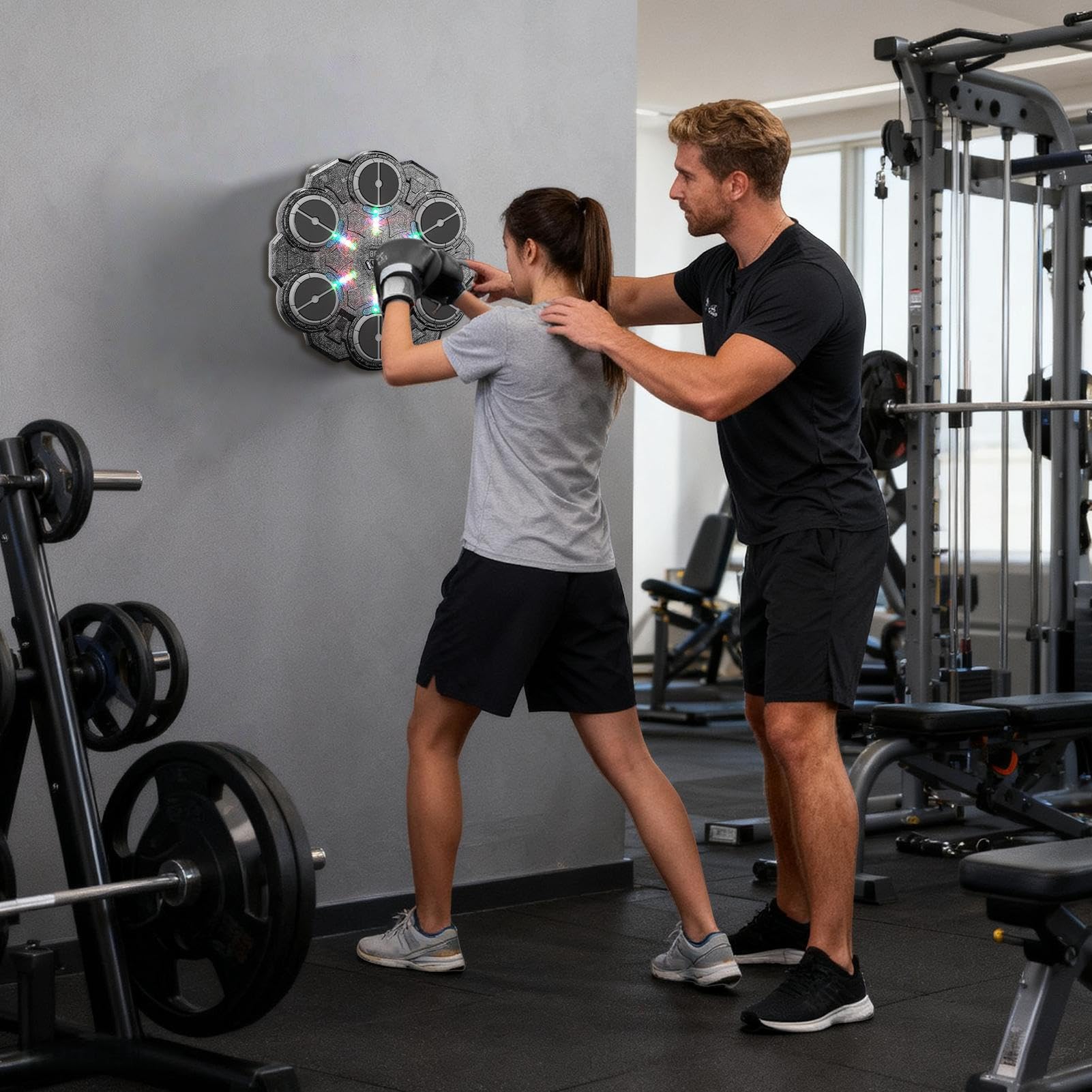 Macchina Musicale Per Pugilato | Allenamento Con Pugni A 9 Velocità Per Bersaglio Da Parete - Attrezzatura Da Boxe Musicale Con Luce | Per Esercizio Fitness Adulti Uso Interno Casa E Palestra