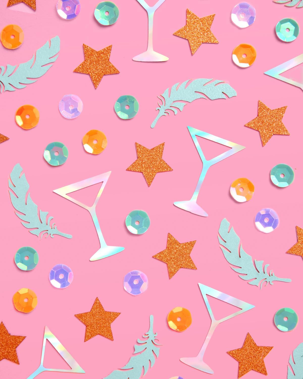 xo, Fetti Showgirl Confetti - 105 Pieces | Bachelorette, Bridal Shower, Party Decorations, Sequins, Vegas, Teal Orange,