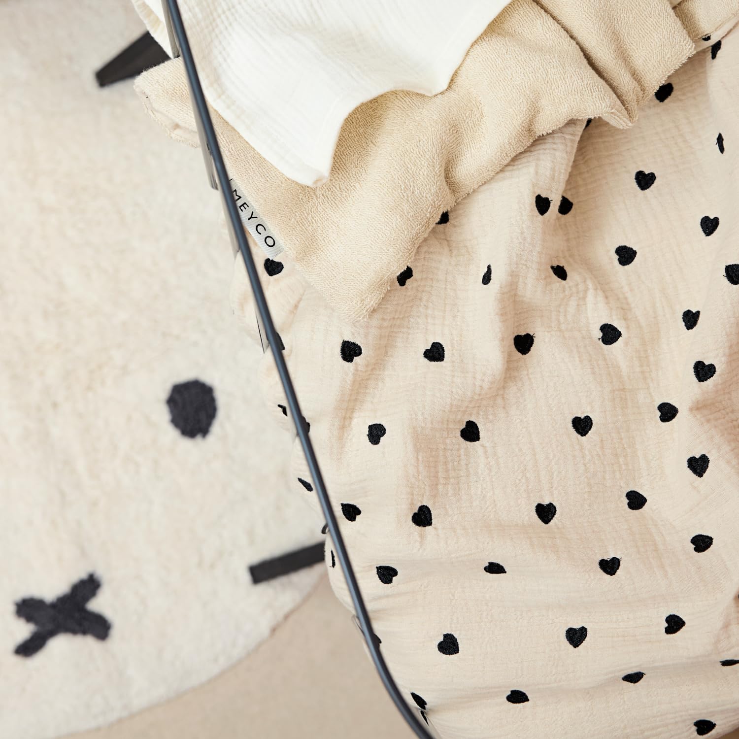 MEYCO Babydecke 100x150cm Musselin/Frottee Sweet Heart Soft Sand | 100% Baumwolle - Oeko Tex zertifiziert - TOG 1.5 - vielseitig einsetzbar - kuschelig & atmungsaktiv - waschbar