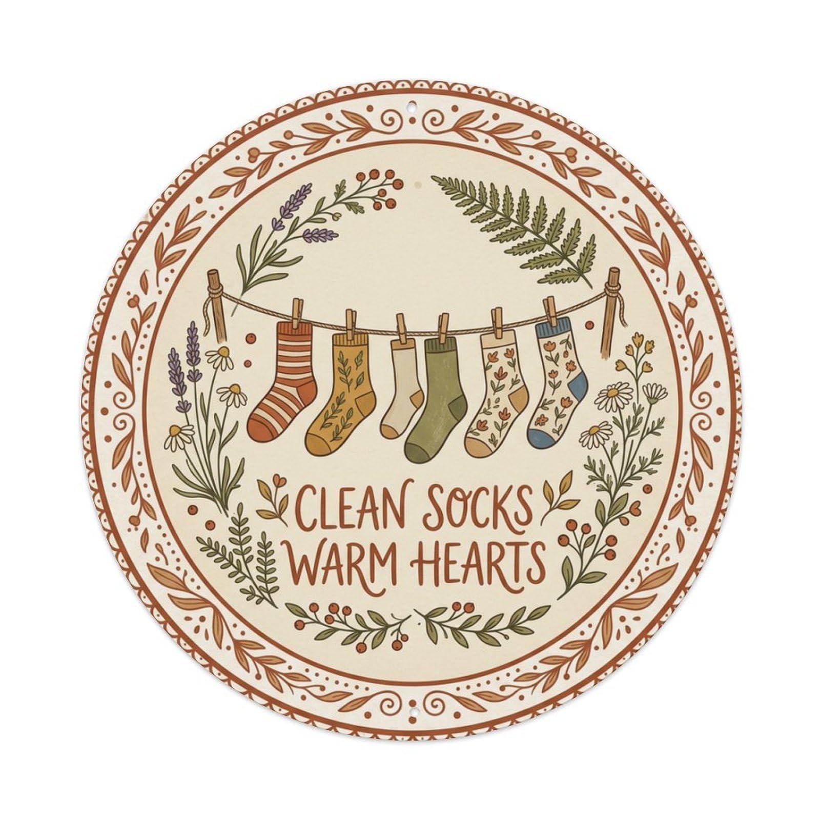 Clean Socks Warm Hearts Washroom Wall Accent Metal Tin Sign