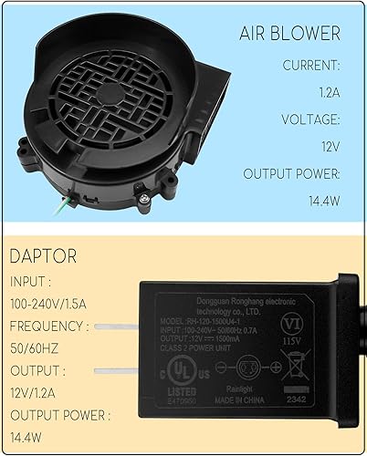 Miniatura 9 de Soplador de aire para inflables motor de repuesto para jardín patio decoración inflable de Navidad soplador portátil para castillo hinchable con 3