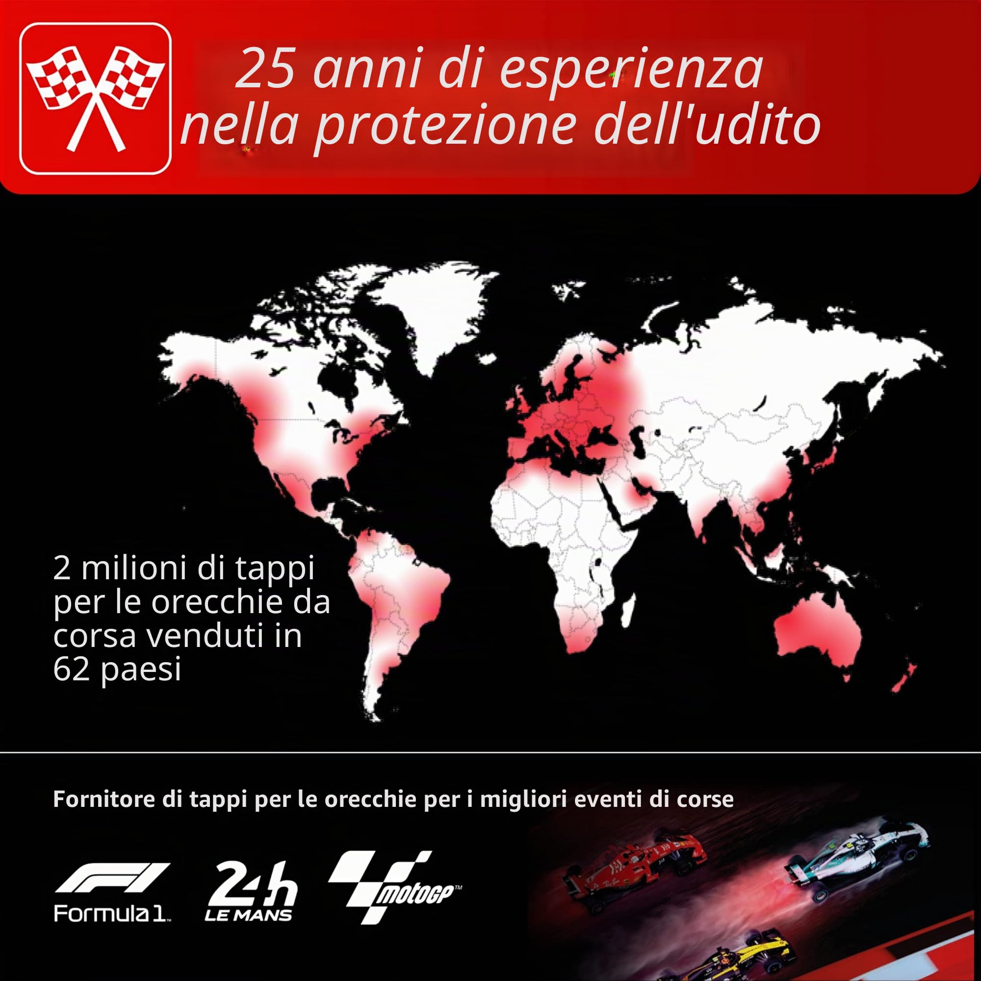 Alpine Formula 1® Race Tappi per le orecchie- Protezione dell'udito riutilizzabile per eventi e ambienti rumorosi – Riduzione del rumore di 22 dB – Protezione dell'udito Ultra Soft Comfort