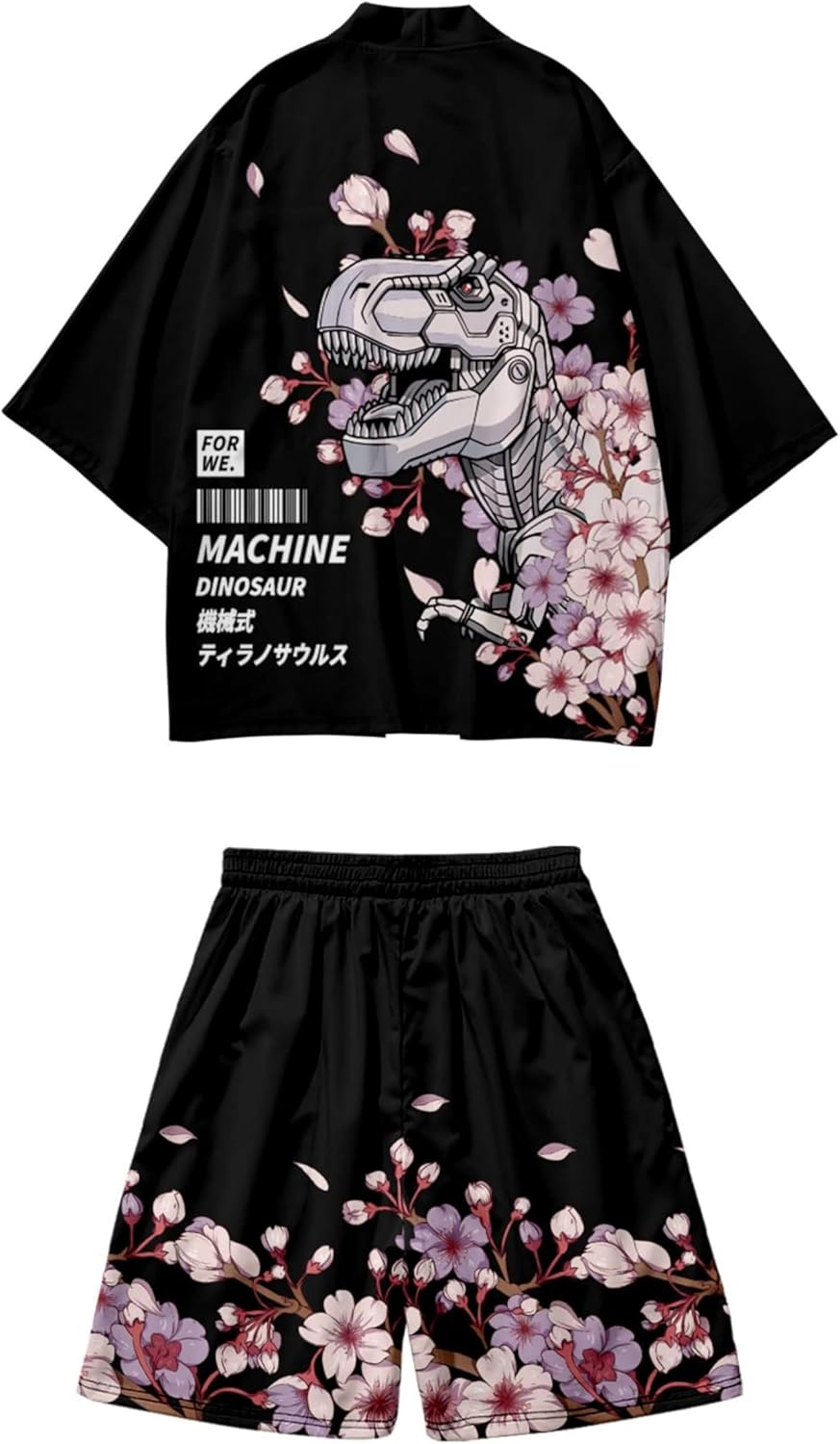 DOSLAVIDA Men's Japanese Style Kimono Set Lightweight Open Front Cardigan Suits Stylish Two Piece Summer Beach Outfits