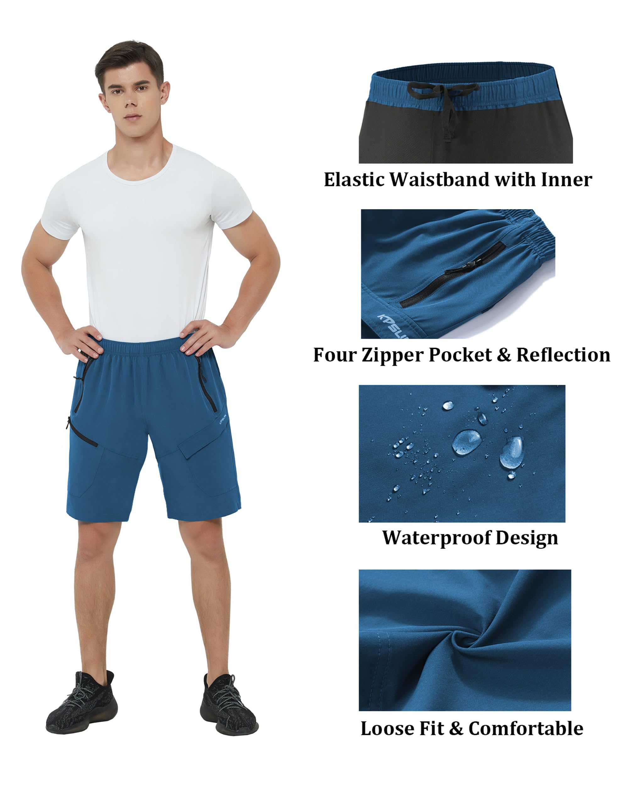 KPSUN Herren Mountainbike-Shorts, gepolstert, leicht, mit LSF 50+