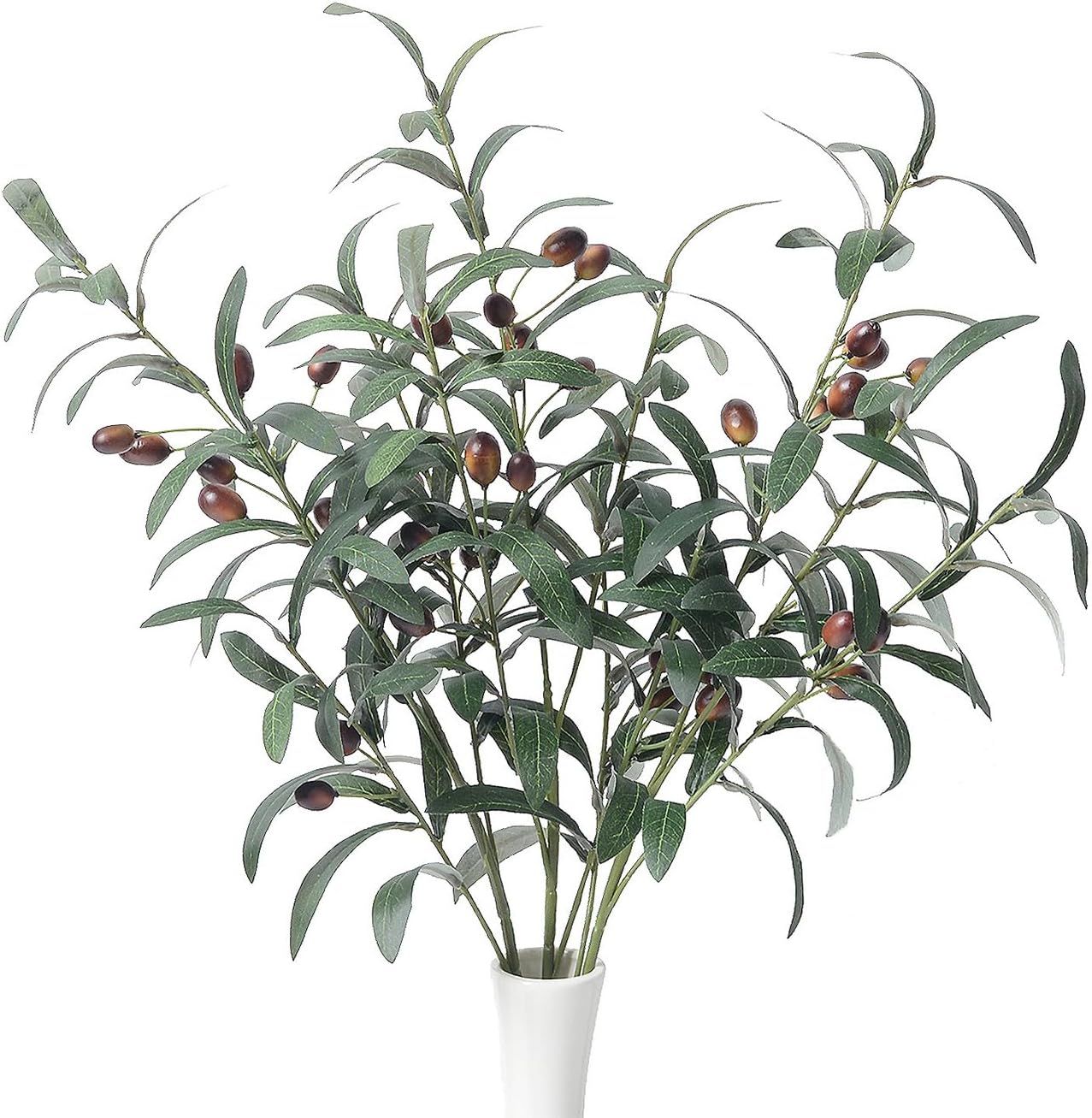 SzJias Artificial Olive Branch Faux Olive Branches for Vases Fake Branches Olive Stems for Vase Fake Olive Tree Branches (3 Branches, 28.7 inch/Each)